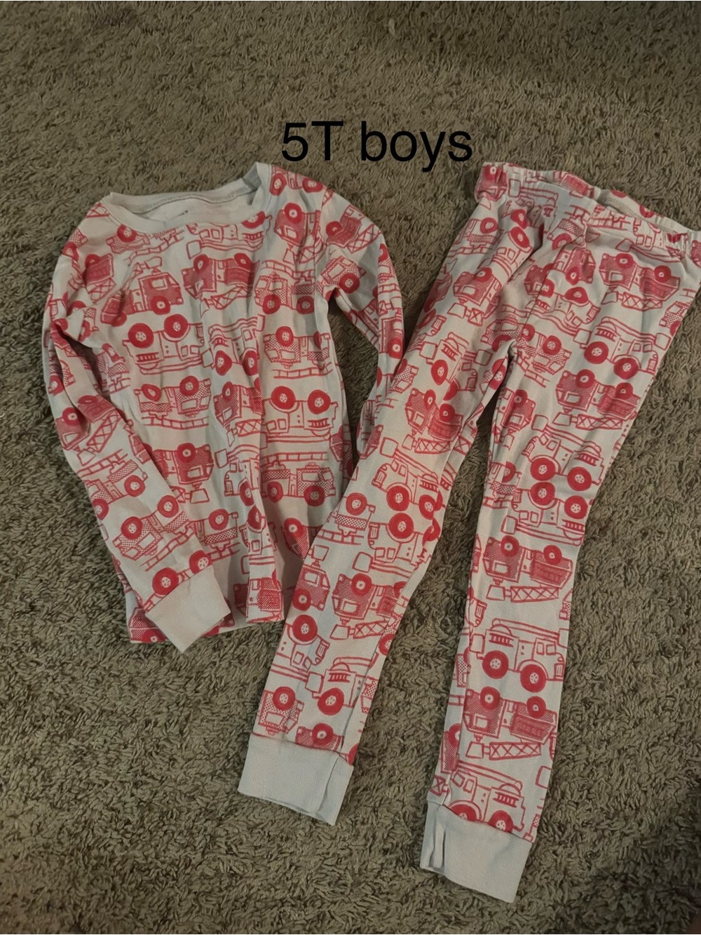 Carter's Red and White Firetruck Boys Pajama Set